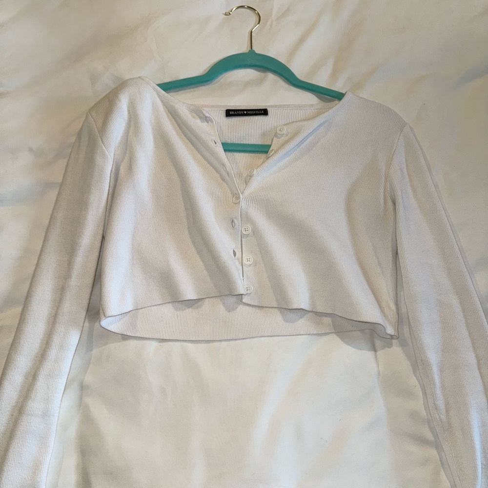 Brady Millville White Button-Up Crop Top